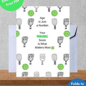 Pickleball-kaart Score is belangrijk Verjaardagskaart vouwen met blanco binnenkant - Direct afdrukken - PDF direct downloaden