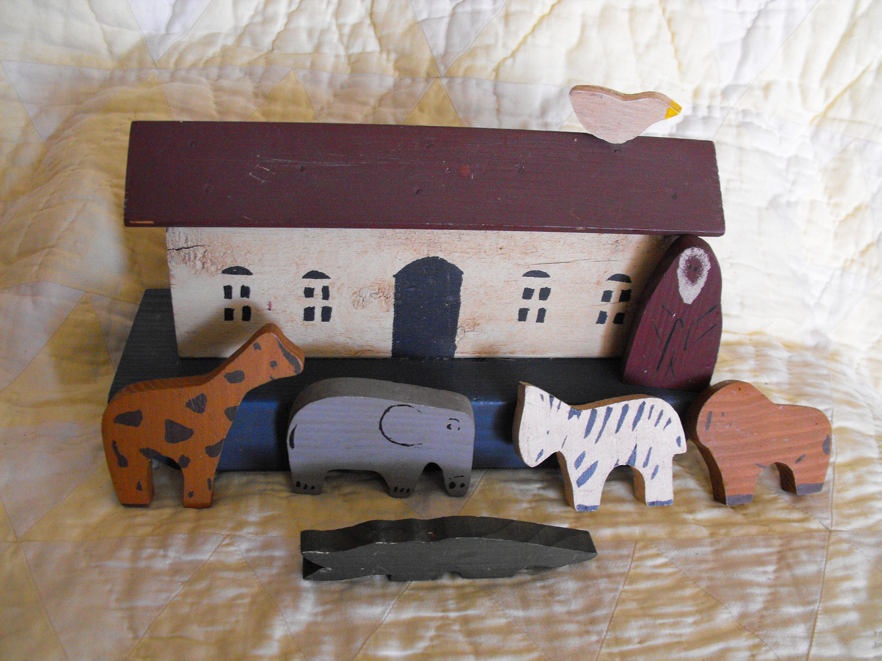 primitive wooden Noah's ark vintage Noah's Ark | Etsy