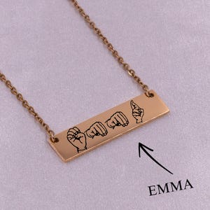 Custom Name Handsign Necklace – Personalized Hand Sign Pendant, ASL Jewelry, Unique Gift for Her, Name Sign Necklace