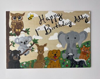 Tarjeta de cumpleaños pintada a mano: personalizable y hecha a pedido