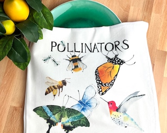 Pollinators Tea Towel, Flour sack dish towel