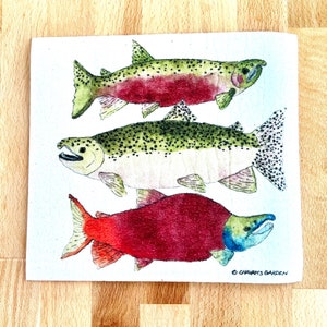 Salmon Swedish Dishcloth