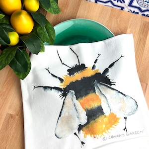 Bumblebee Tea Towel, Flour sack dish towel