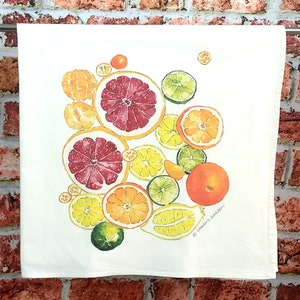 Citrus Tea Towel, Flour sack dish towel