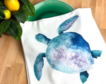 Sea Turtle Tea Towel, Flour sack dish towel