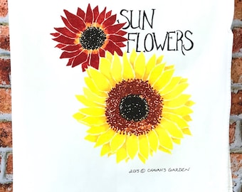 Dish Towel, Watercolor Sunflower, Practical Kitchen Art