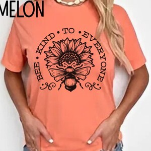 Bee Kind T-Shirt: Botanical Sunflower, Positive Vibes, Unisex Fit