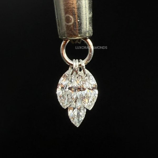 14k gouden marquise labdiamant hanger, zwevende veer oorbel, helix piercing sieraden