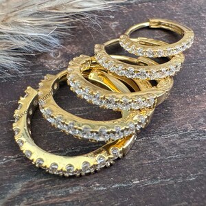 Minimalist Diamond Daith Piercing Diamond Eternity Hoop Earring Cartilage Helix Piercing Single (Half Pair) Huggie Hoop Earring