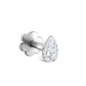 Invisible Set Diamond Pear Threaded Stud Earring pear shape lab grown diamond screw back stud helix daith cartilage  piercing