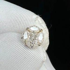 14k Gold Labor gewachsene Diamant Cluster Ohrstecker: Sicherer Schraubverschluss