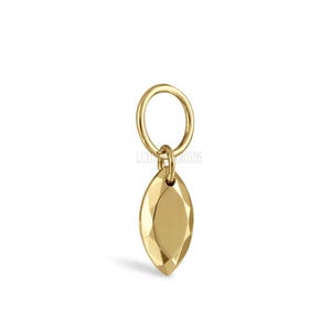 Faceted Gold Marquise Charm Piercing Single 14k Solid gold charm marquise cut diamond dangle charm earring worn with any hoops and studs