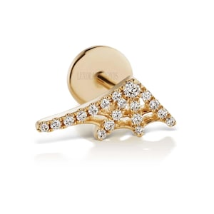 Diamond Spiderweb Stud Earring: 14k Gold Lab Grown Diamond Helix Piercing