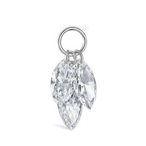 14k White Gold Lab Grown Diamond Plume Charm Threaded Stud Earring