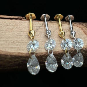 Sterling Silver Moissanite Pear Dangle Helix Earring