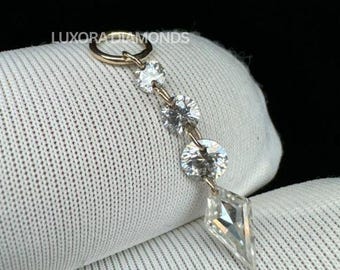 Dije de diamantes cultivados en laboratorio en oro de 14 quilates, corte redondo y cometa, joyería fina