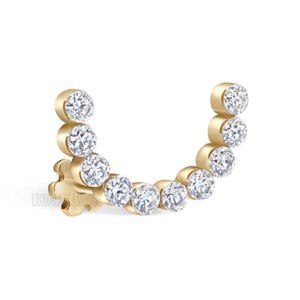 Invisible Set Diamond Demi Eternity Threaded Stud Earring 14K Solid Gold Stud Earring Conch Piercing For Women U Shape Cartilage Piercing