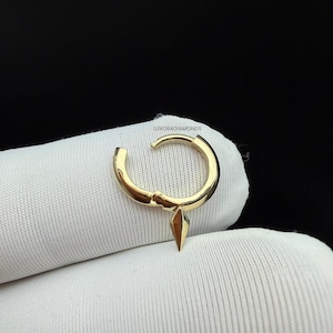Aro corto con pinchos en oro macizo de 14 quilates, aro con pinchos para cartílago, piercing minimalista delicado, joyería de oro
