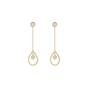 Minimalist Lab Diamond Teardrop 16g Flatback Earrings 14K Gold Dangle Drop Jewelry Elegant Bridal Wedding Gift For Her Delicate Chain Studs