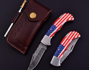 Handmade damascus steel pocket knife with rosewood handle- Anniversary groomsmen gift- gift for men-EDC Tool- Custom gift