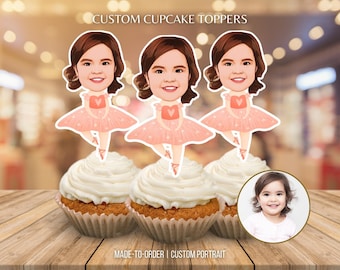 Ballerina Personalized Face Cupcake Toppers Custom Photo Party Printable Digital File