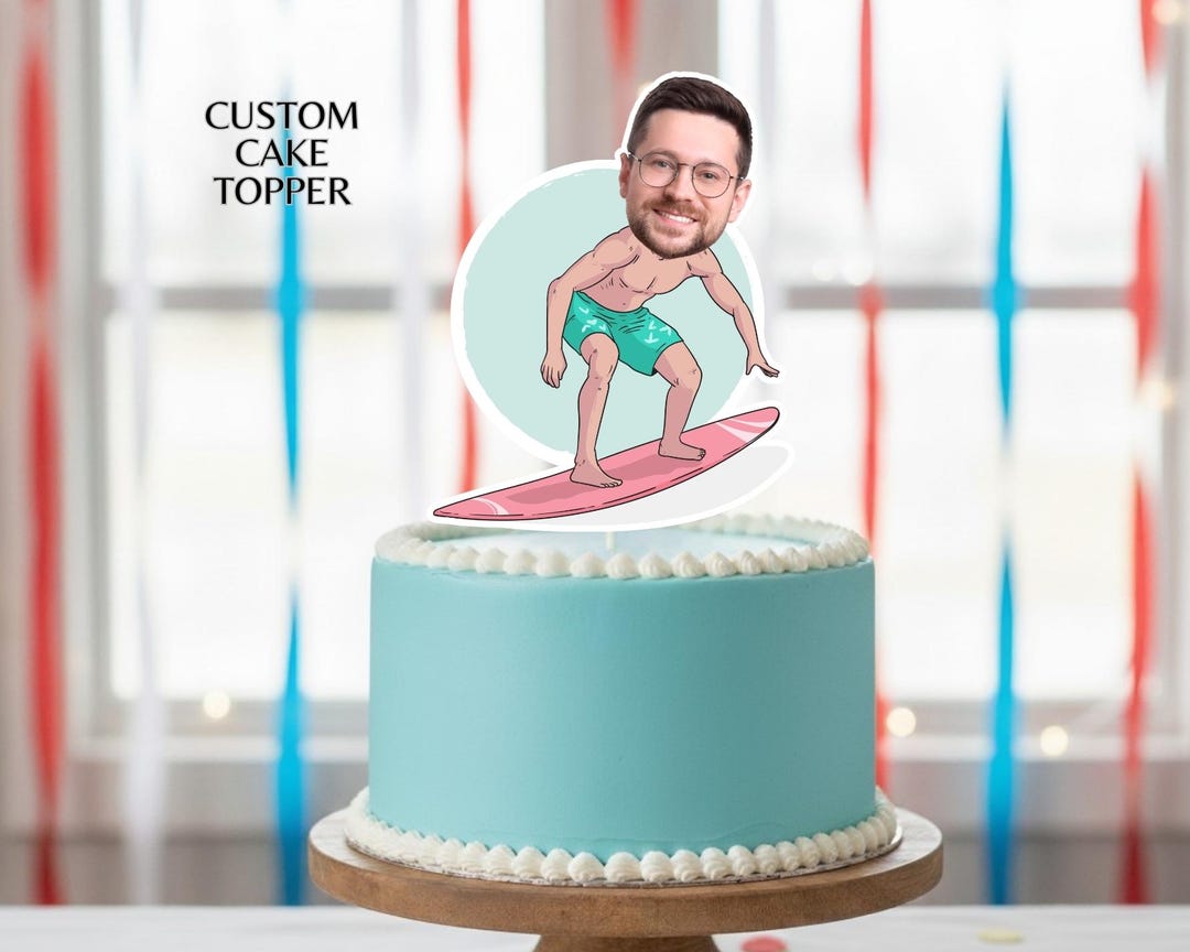 Custom Cake Topper Surf Birthday Party Decorations Surfing Cupcake ...