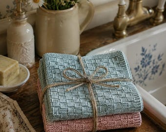 Patrón de tejido para paño de cocina con diseño de cesta — PDF de The Gingham Bow™
