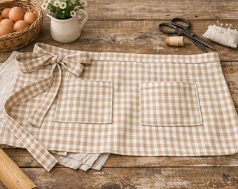 Patrón de costura para delantal de cintura (PDF) — Estilo rústico campestre con dos bolsillos de The Gingham Bow™