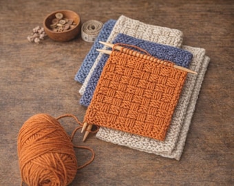 Modello di maglia per strofinaccio intrecciato a canestro: facile, strutturato, reversibile