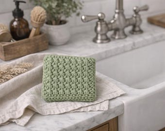 Estropajo de cocina con punto abultado — Patrón de tejido (PDF) de The Gingham Bow™