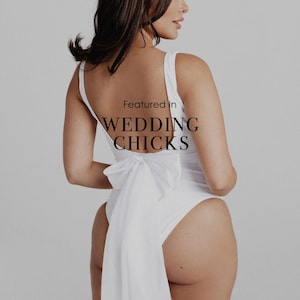 Viral Bridal Swimsuit with Detachable Bow - Bride Logo Design
