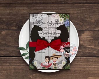 Invitación de bautizo. Sobres blancos incluidos.