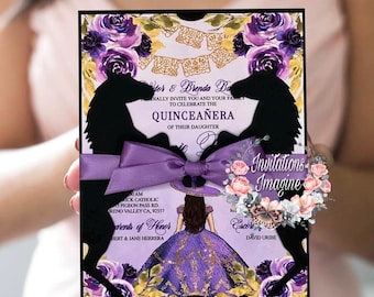 Invitación vaquera XV. Sobres blancos incluidos.