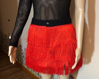 Upcycled Fringe Skirt Size 8 & 10