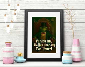 Demure Frog Wall Art, Pardon Me, Do You Have Any Poo-Pourri, Bathroom Decor, Quirky Wall Art, Humorous