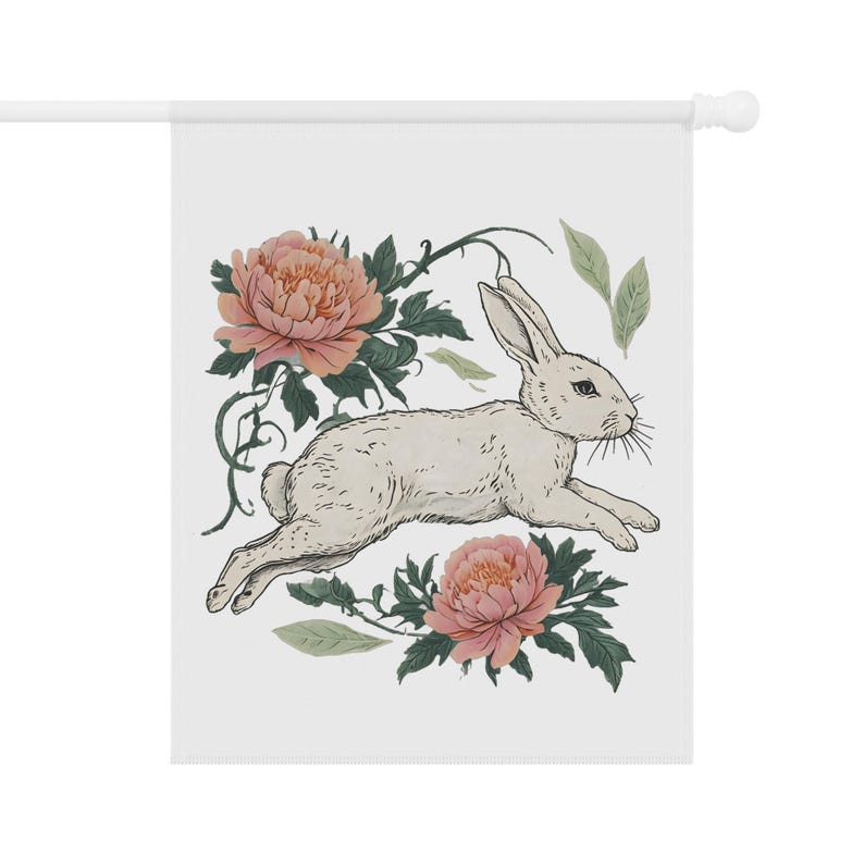 Vintage Leaping Rabbit Garden Flag | Garden & House Banner - Etsy