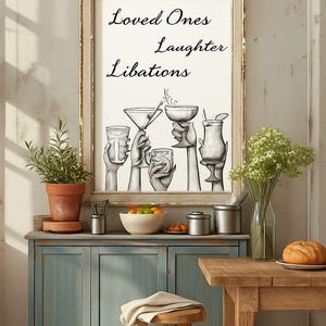 Love Ones LaughterLibations, barwagen wanddecoratie afdrukbare muurkunst, barwagen accessoires, barwagen kunst, digitale download