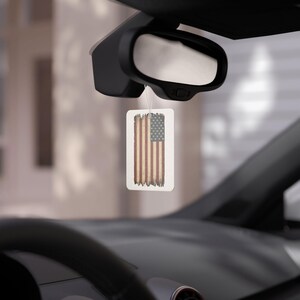 Vintage American Flag Car Air Freshener, Patriotic Aromatic Decor, USA Summer Road Trip Gift, Independence Day Decoration, Car Accessories