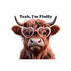 Cute Fluffy Cow Kiss-Cut Stickers, highland cow, Fun Laptop Decor, Scrapbooking Supplies, Gifts for Animal Lovers, Funny Cow Stickers
