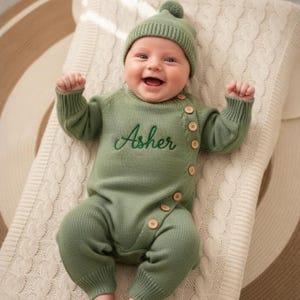 Customized Baby Name Romper, Embroidered Baby Romper Set, Newborn Infant Romper, Coming Home Outfit, Baby Shower Gift, First Birthday Gift