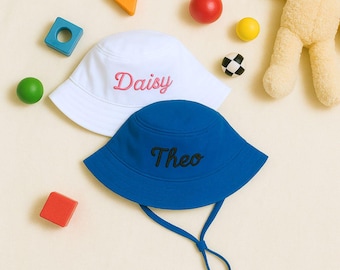 Cappello con nome personalizzato per bambini, cappello con monogramma ricamato, cappello Lil & Big Brother, cappello da spiaggia per bambini, cappello estivo per bambini, regalo di compleanno per bambini, regalo per baby shower