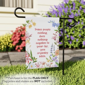 Funny Floral Ally Garden Flag Hate Has No Home Yard Sign Pro Equal Rights LGBTQ Pride Anti Trump Liberal Political Decor Outdoor Flag Pride