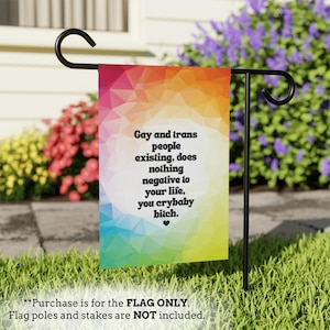 Funny Rainbow Ally Garden Flag Hate Has No Home Yard Sign Equal Rights LGBTQ Pride Anti Trump Liberal Political Decor Outdoor Flag F Trump