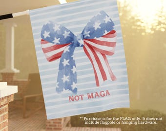 Anti Maga Funny Garden Flag Red White Blue Coquette Bow Garden Flag Feminist Anti Trump Yard Flag Protest Flag Gift for Trump Hater Flag