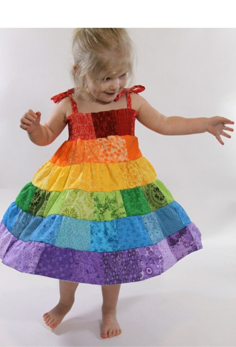 Rainbow Dress PDF Pattern Toddler/girls Patchwork Sundress Etsy