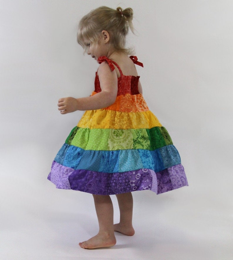Rainbow Dress Toddler/Girls Patchwork Smocked Twirl Sundress Etsy