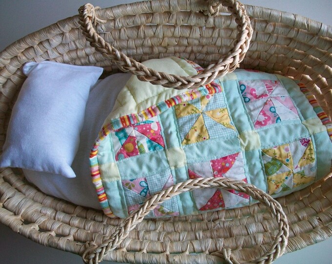 Moses Basket Quilt Mattress and Pillow for Doll Etsy