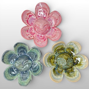 Handbuilt Porcelain Wall Flowers, Glazed Ceramic Art