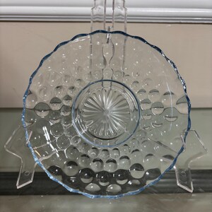 Vintage Anchor Hocking Bubble Glass Saucer Sapphire Blue Set of 4