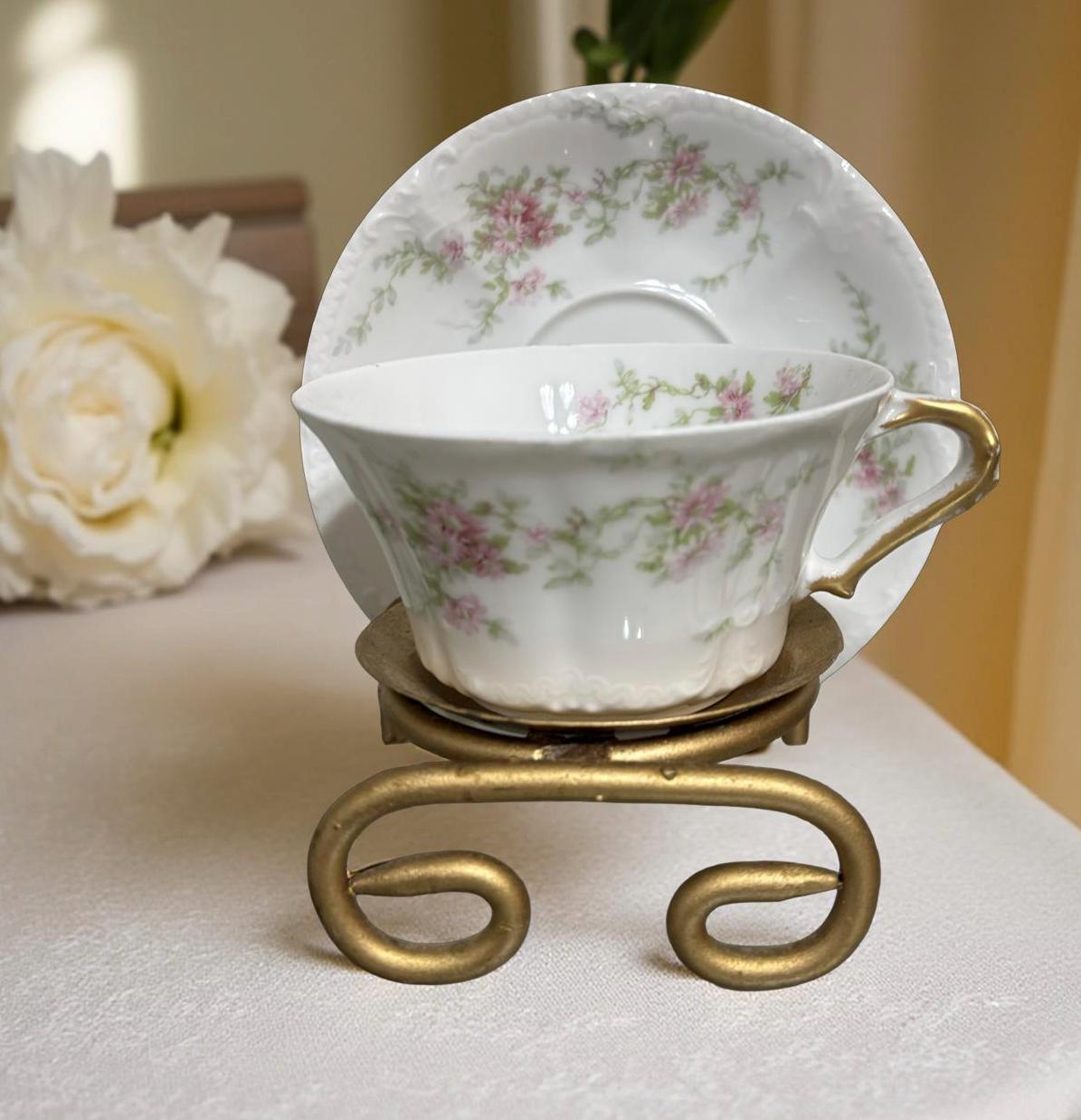 Vintage Tea Cup and Saucer Theodore Haviland Pink Rose Spray